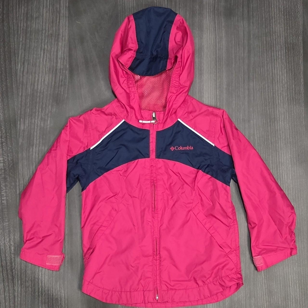 Columbia Wet Reflect Hot Pink/Navy Rain Jacket Size 4T Toddler